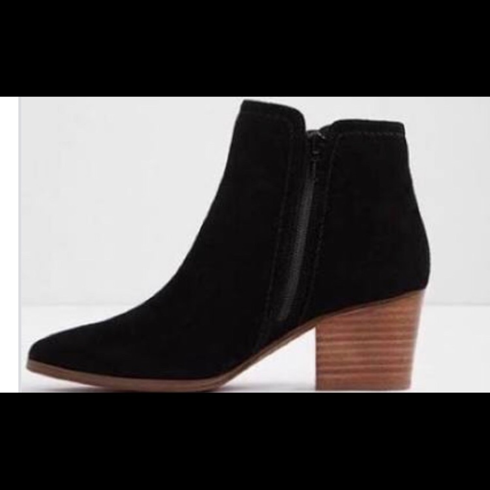 Black Ankle Suede boot, gently used from ALDO